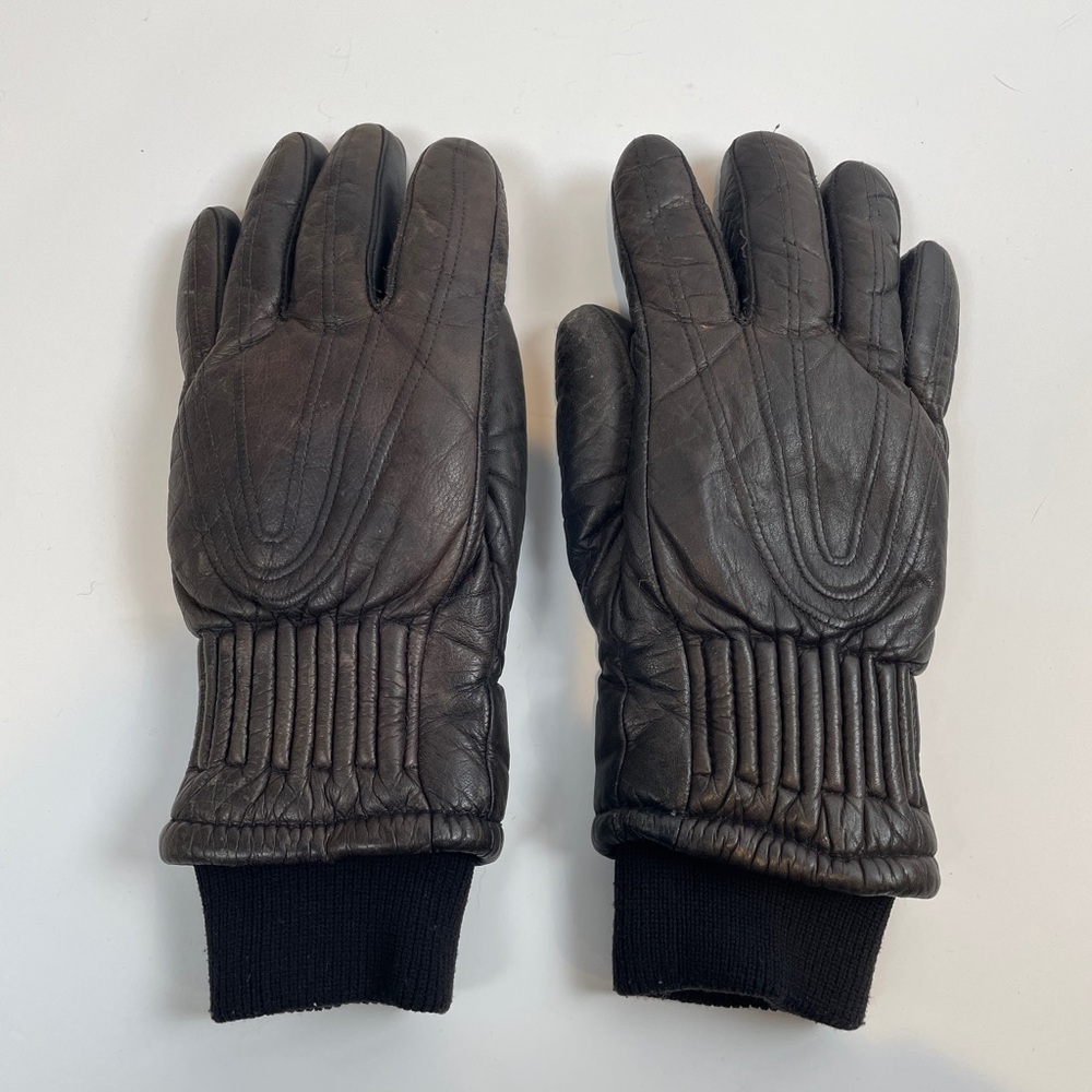 ARIS Down Fill Insulated VINTAGE leather Driving Outdoor Gloves Women M/L Men S